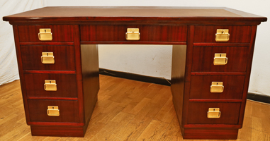 antiker Jugendstil Schreibtisch Mahagoni Messingbeschlaege