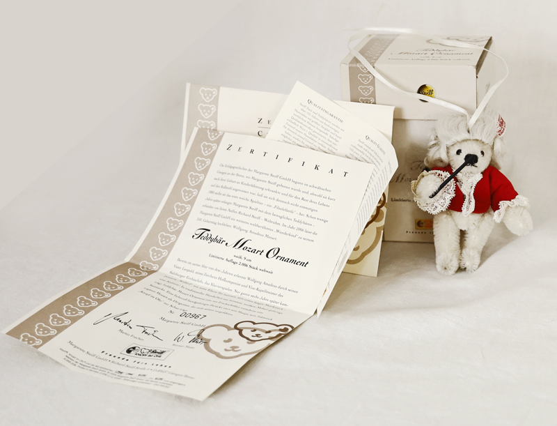 Steiff Teddybaer Mozart Ornament Knopf limitiert