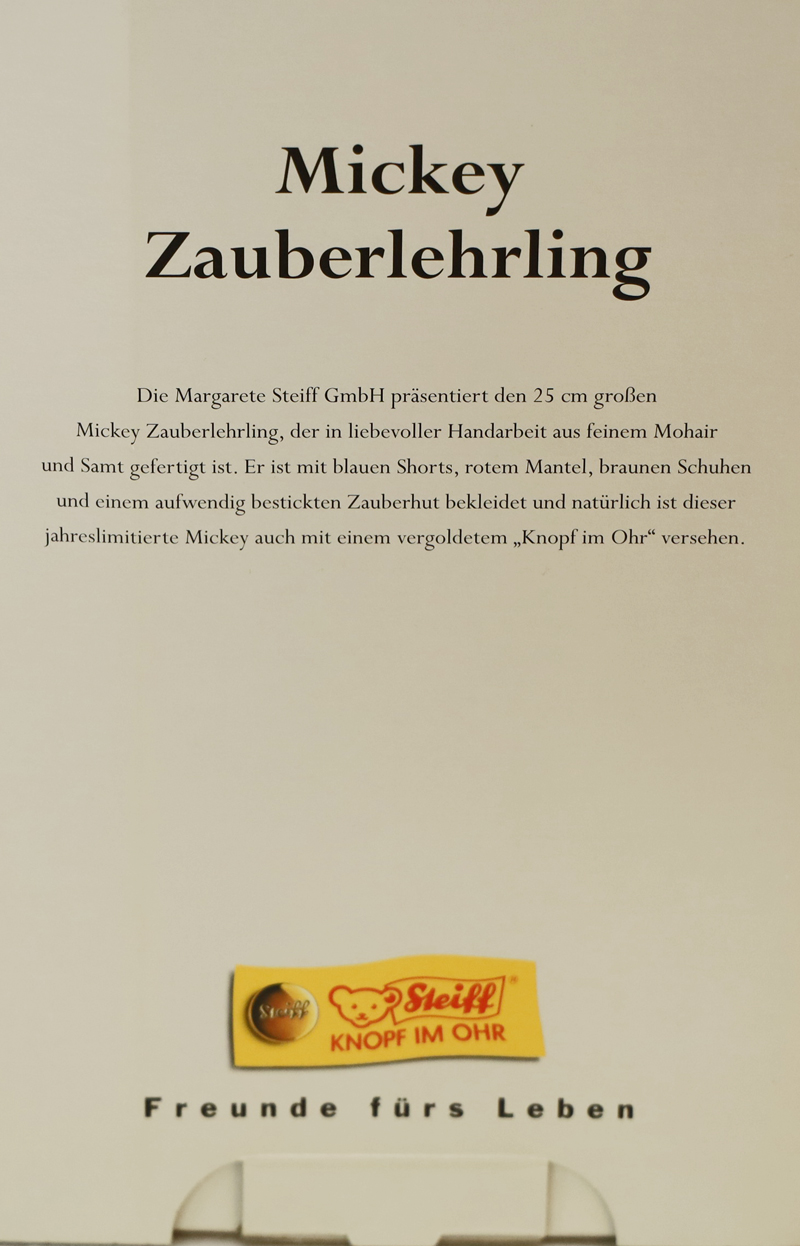 Steiff Mickey Zauberlehrling Knopf Ohr Fantasia