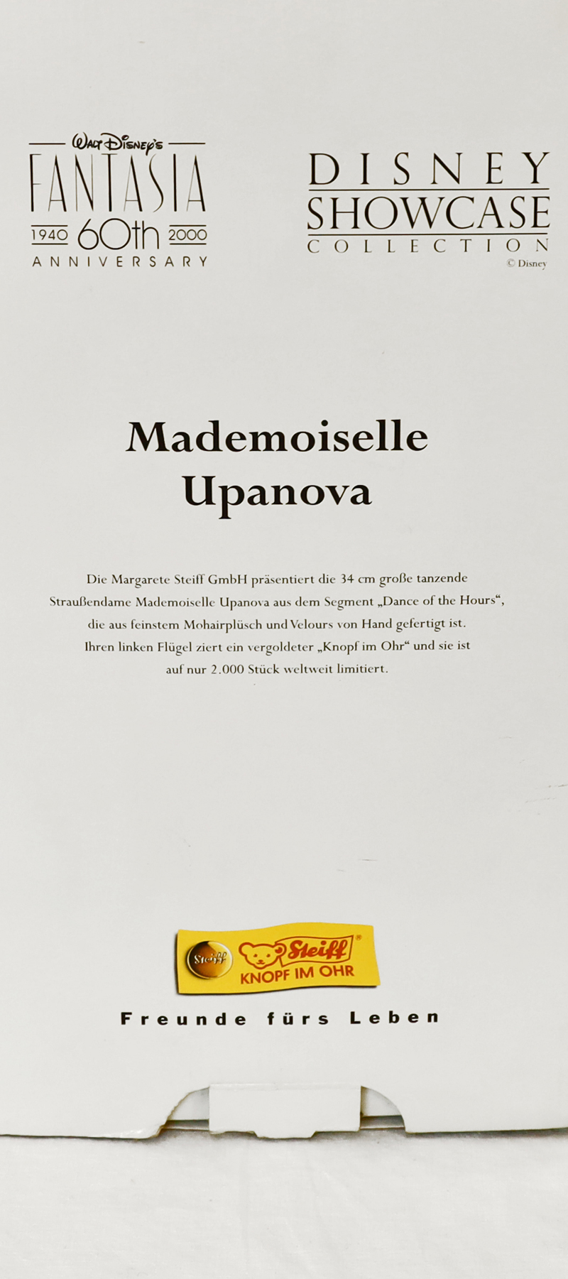 Steiff Mademoiselle Upanova Straussendame Ballettkleidung  Kknopf