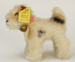Steiff Fox Hund Stofftier Knopf Fahne