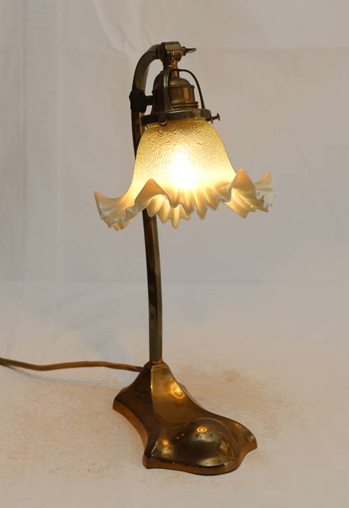 Jugendstil Nachtkaestchen Lampe Messing Tischlampe