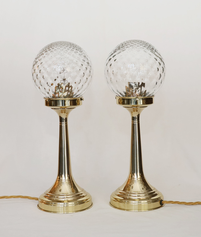 Paar Jugendstil Stehlampen Tischlampen Messing