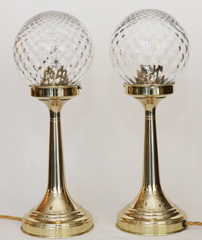 Paar Jugendstil Stehlampen Tischlampen Messing
