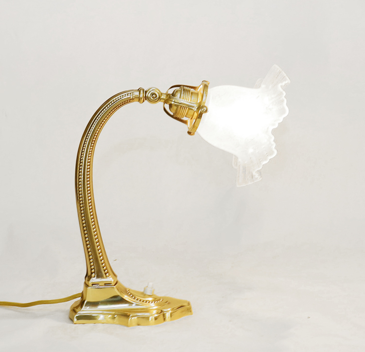 Paar Jugendstil Nachtkaestchenlampen Messing Lampe Stehlampe