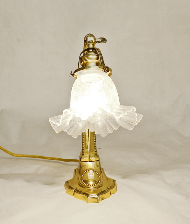 Paar Jugendstil Nachtkaestchenlampen Messing Lampe Stehlampe