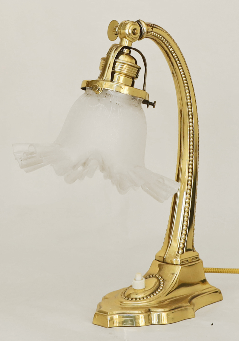 Paar Jugendstil Nachtkaestchenlampen Messing Lampe Stehlampe