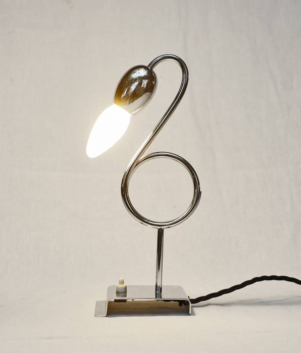 Art Deco Stehlampe Tischlampe vernickelt