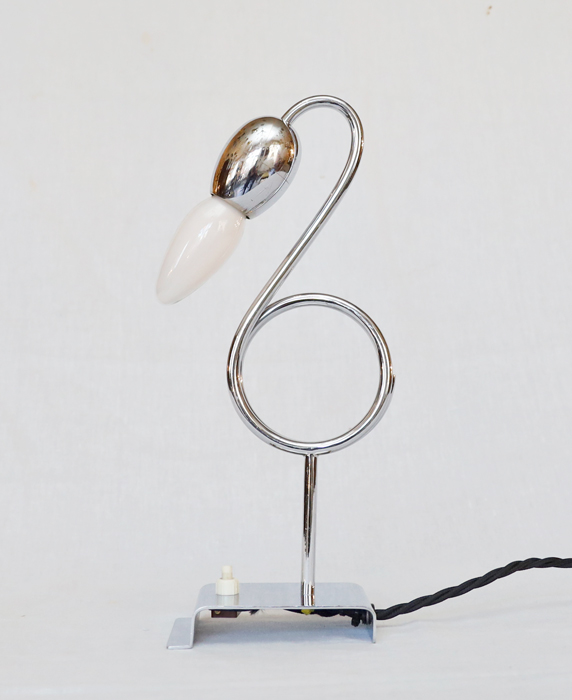 Art Deco Stehlampe Tischlampe vernickelt