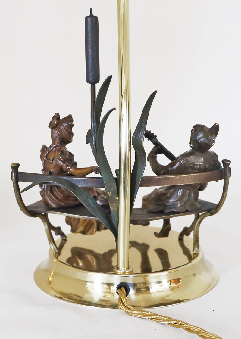 Jugendstil Bronze Figurenlampe Pierrot
