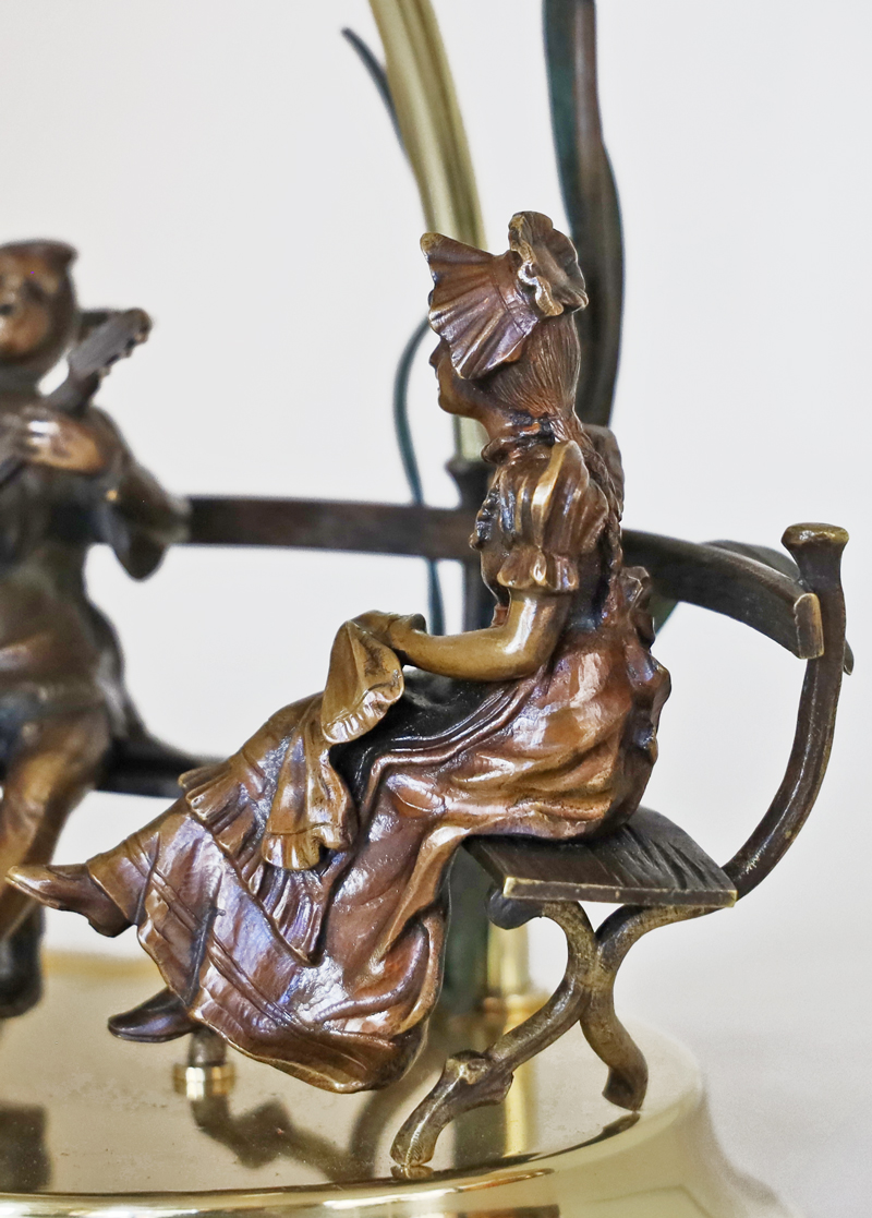 Jugendstil Bronze Figurenlampe Pierrot