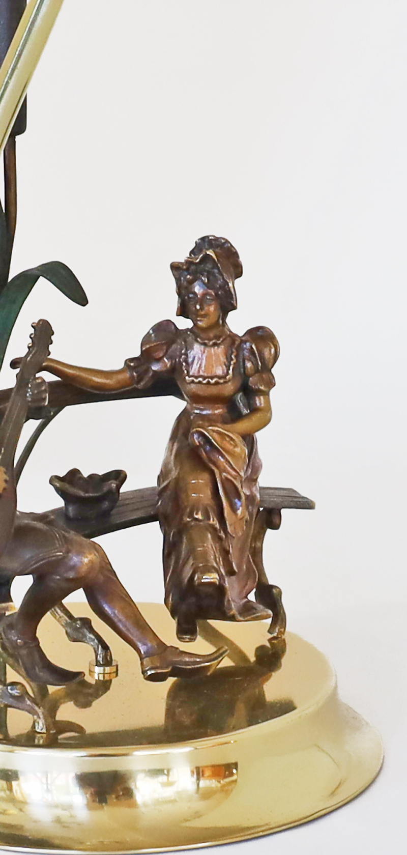 Jugendstil Bronze Figurenlampe Pierrot