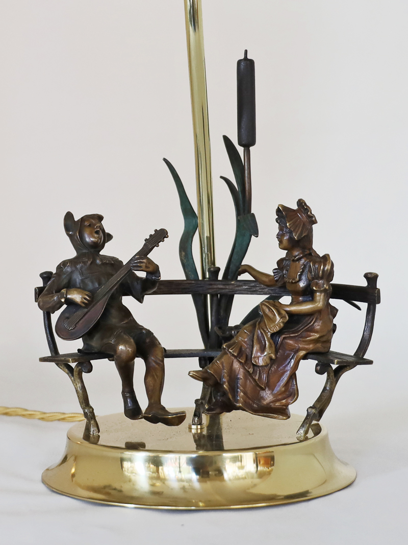 Jugendstil Bronze Figurenlampe Pierrot
