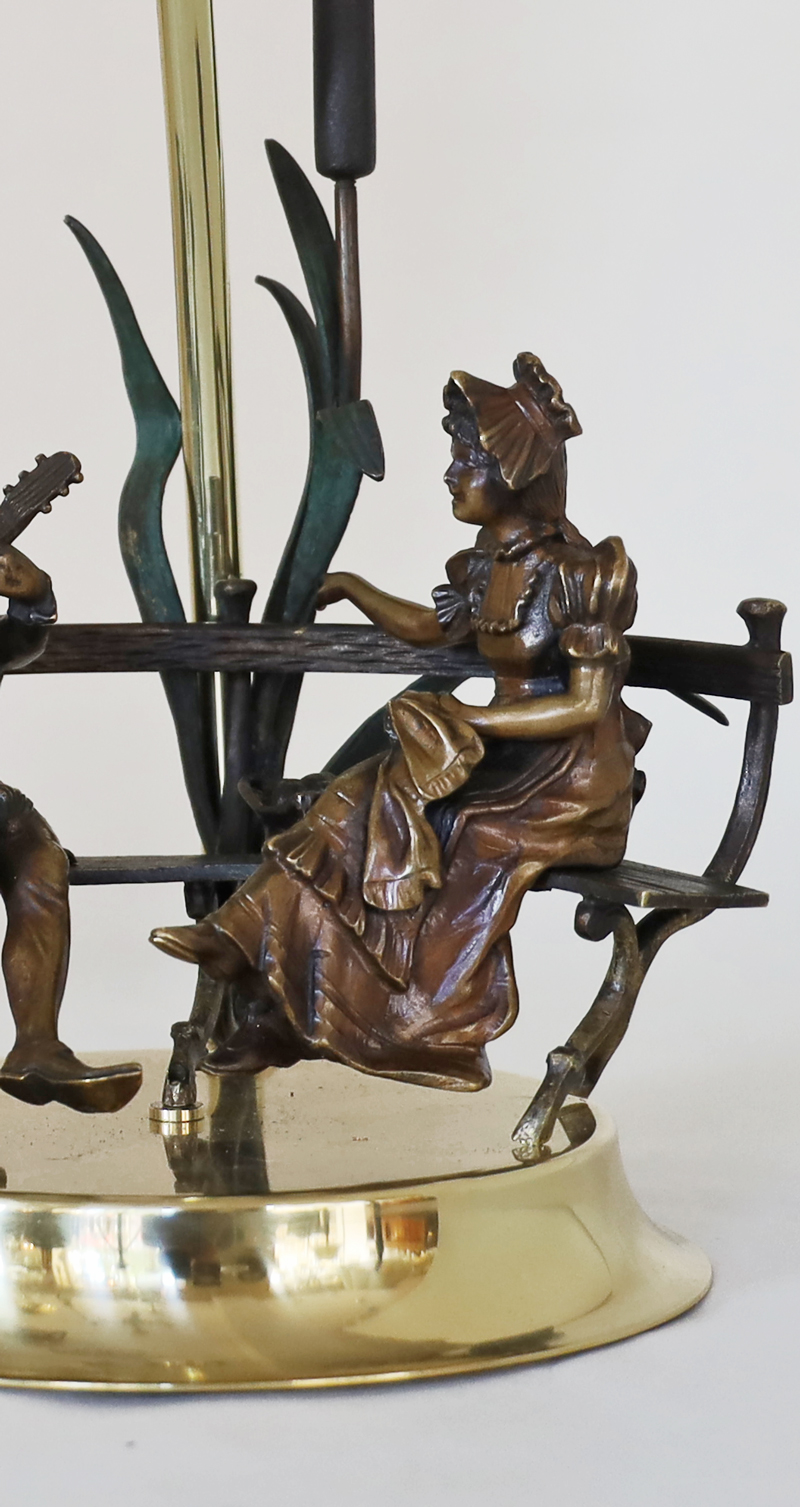Jugendstil Bronze Figurenlampe Pierrot