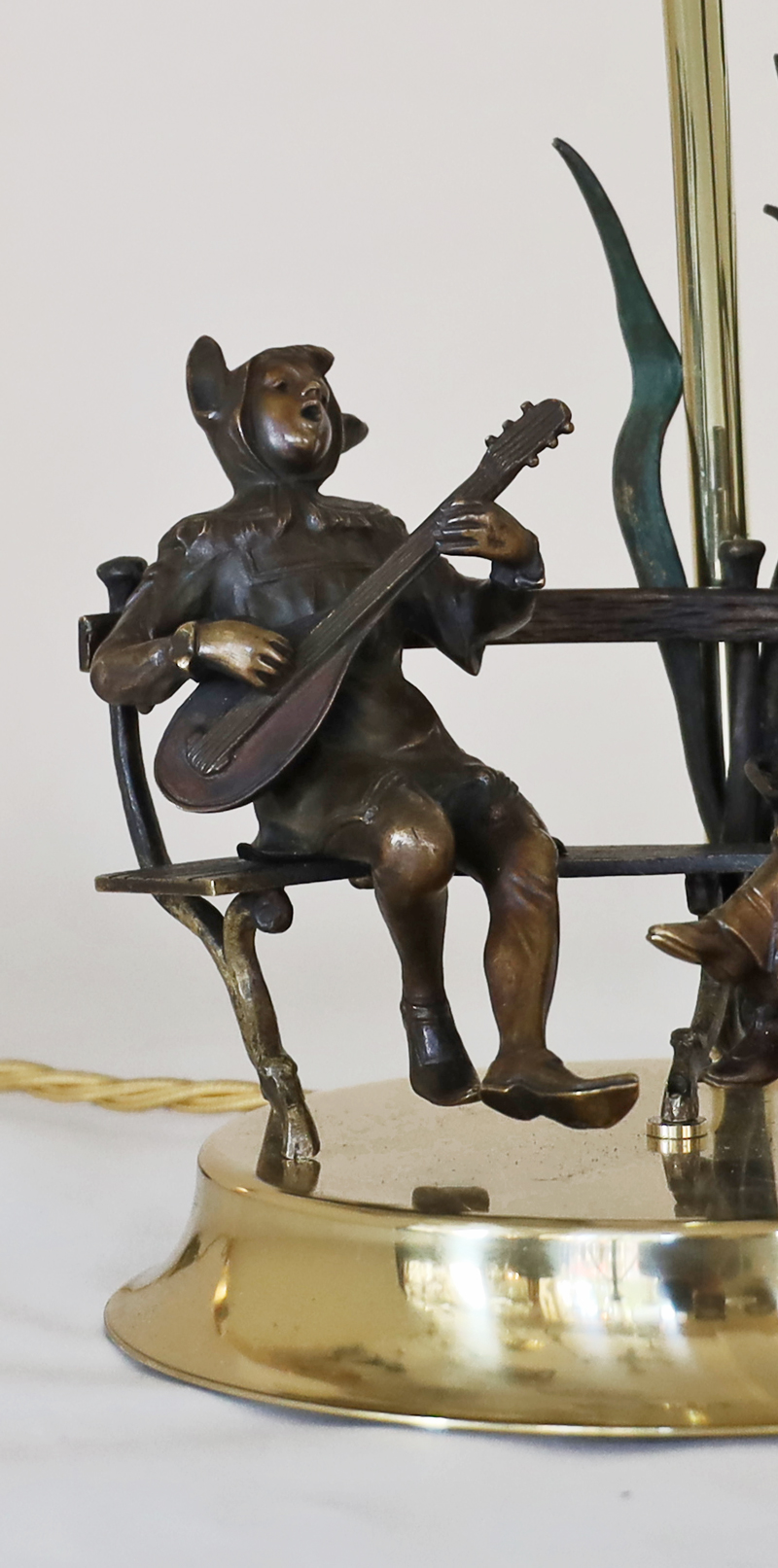 Jugendstil Bronze Figurenlampe Pierrot