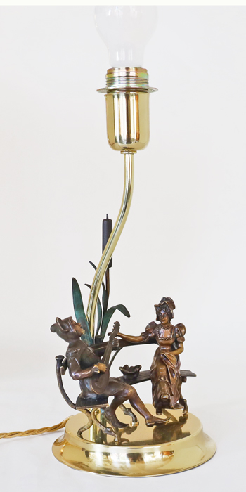 Jugendstil Bronze Figurenlampe Pierrot
