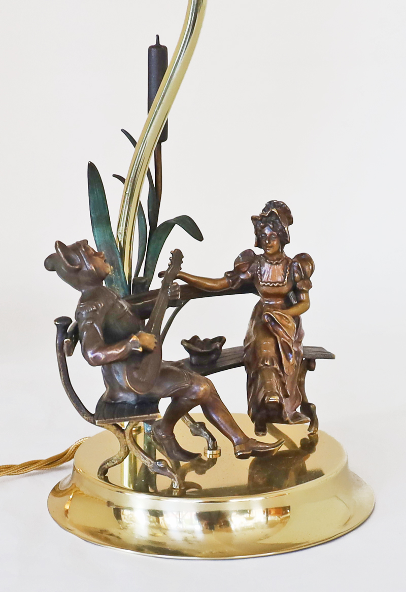 Jugendstil Bronze Figurenlampe Pierrot