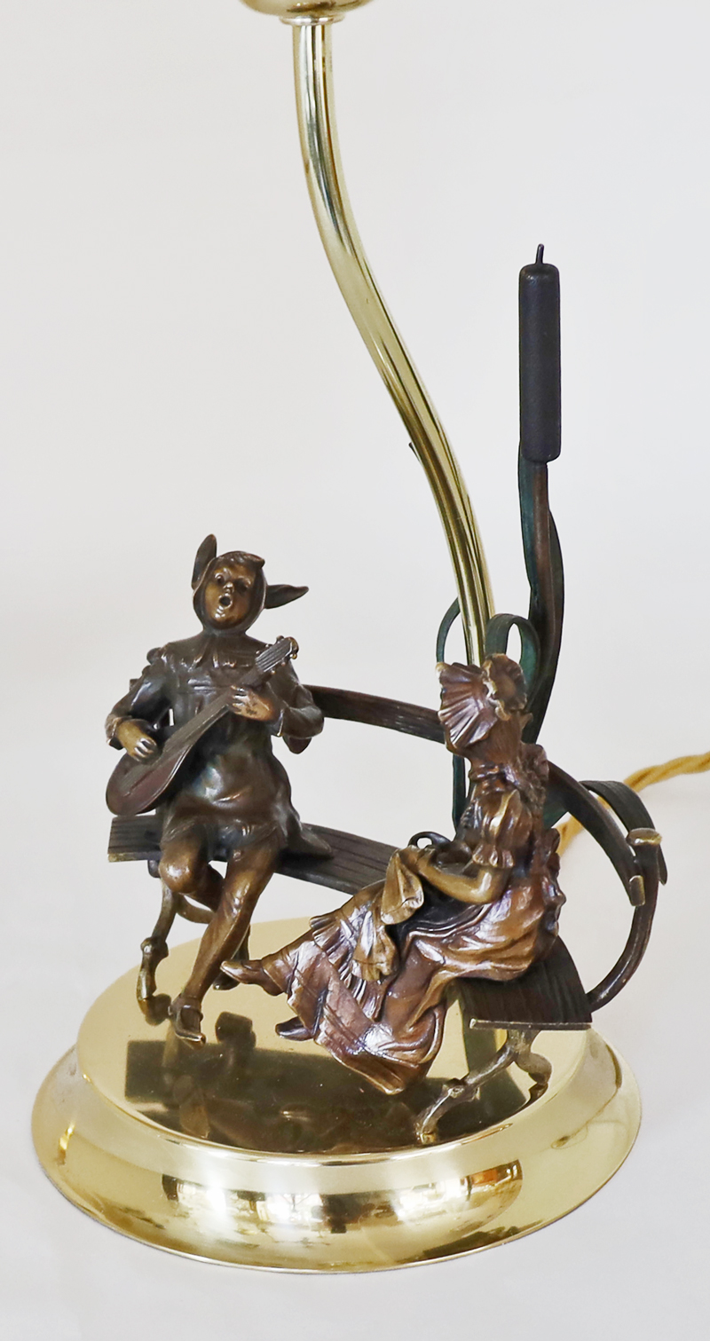Jugendstil Bronze Figurenlampe Pierrot