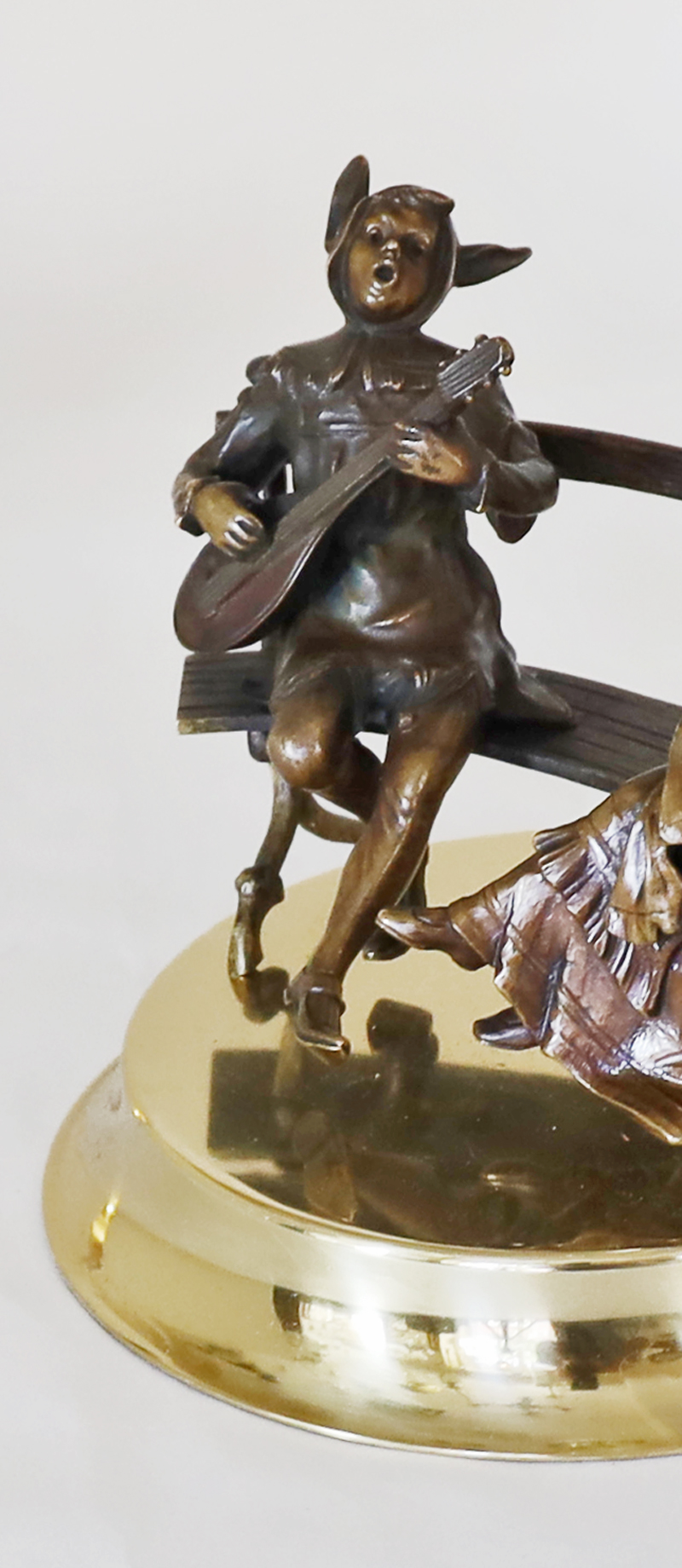 Jugendstil Bronze Figurenlampe Pierrot