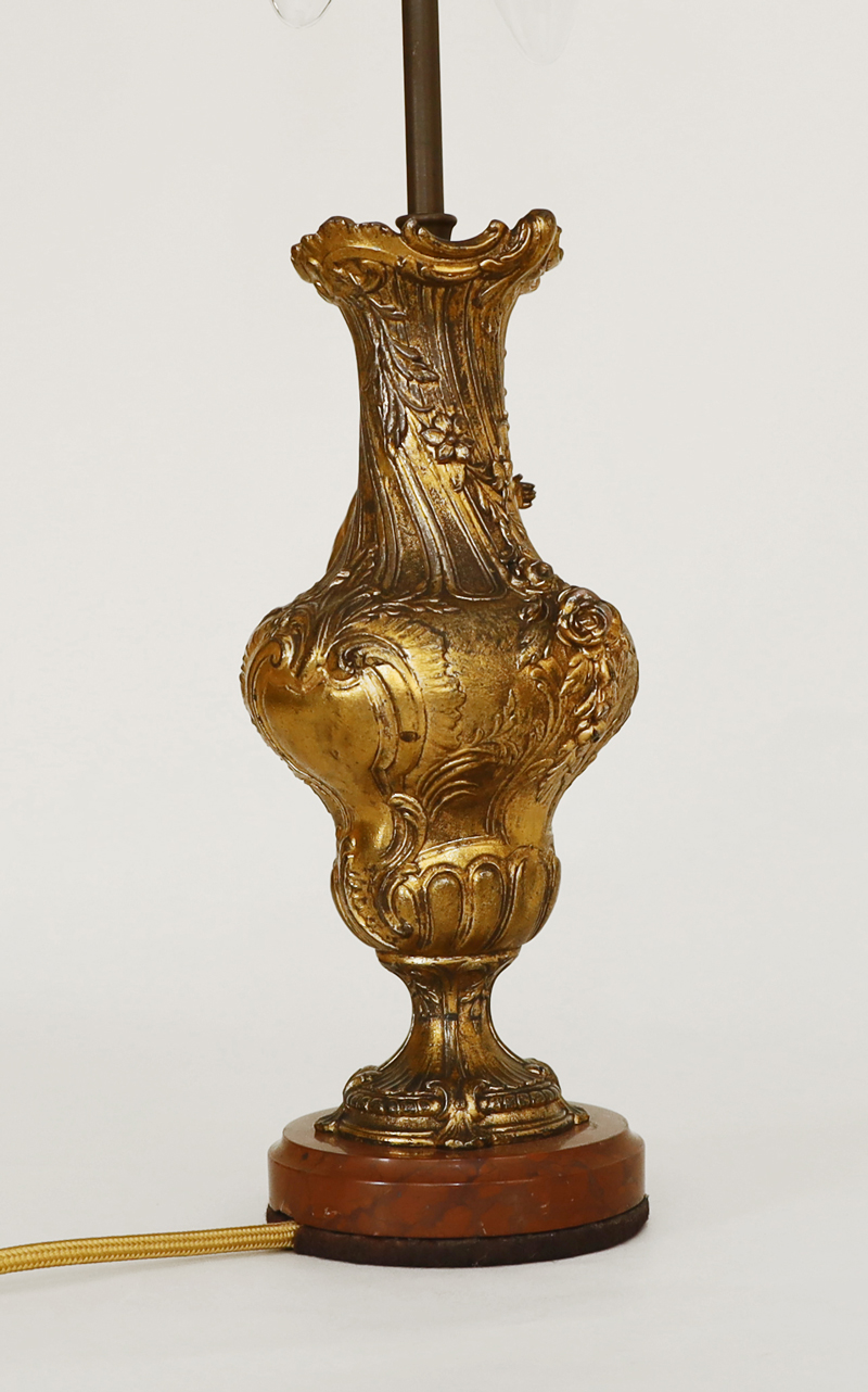 Paar Jugendstil antike Bronze Lampen Putto Rose