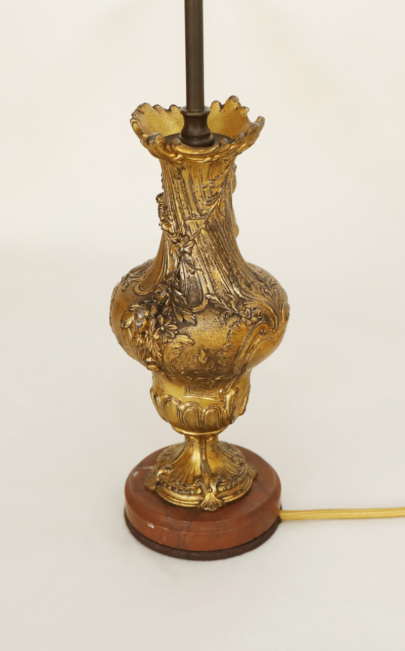 Paar Jugendstil antike Bronze Lampen Putto Rose
