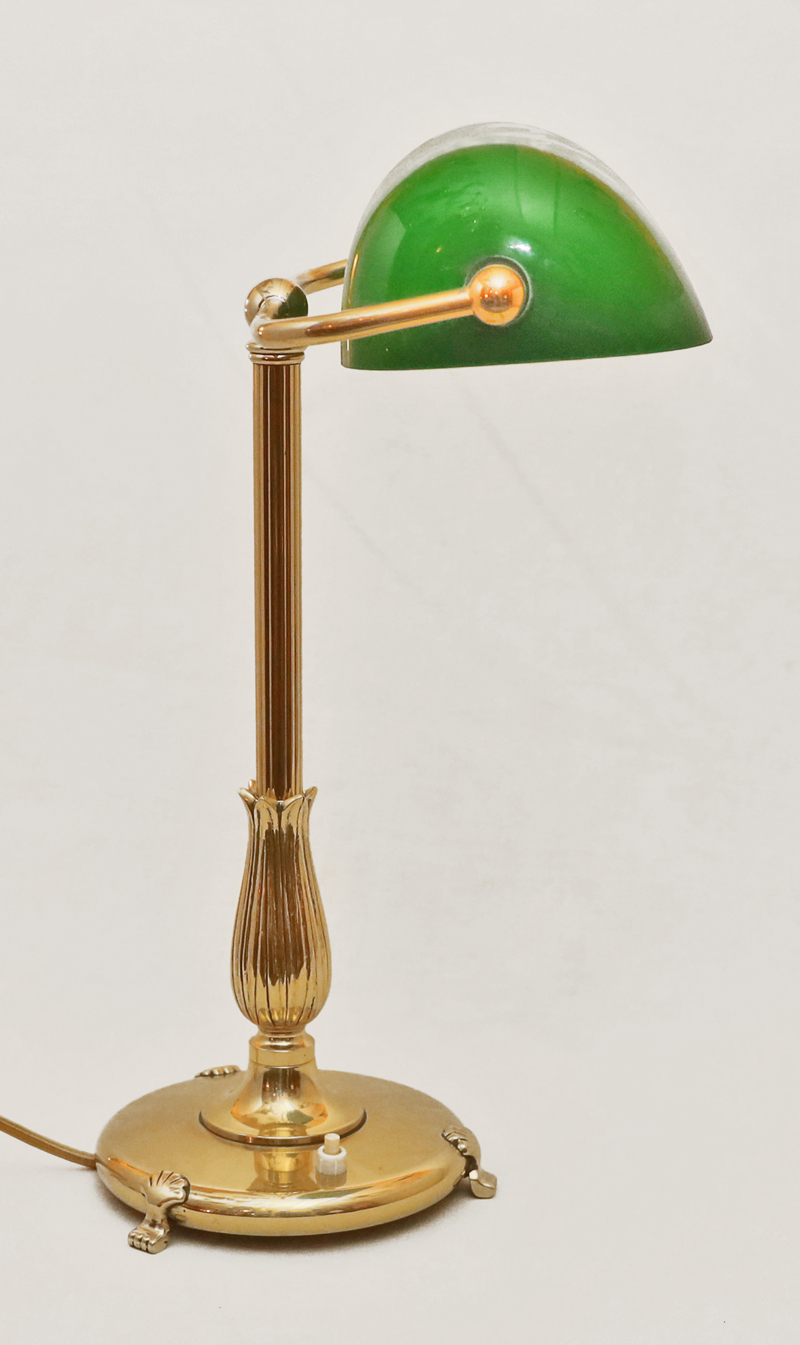 Jugendstil Kontorlampe Tischlampe Messinglampe Schreibtischlampe 