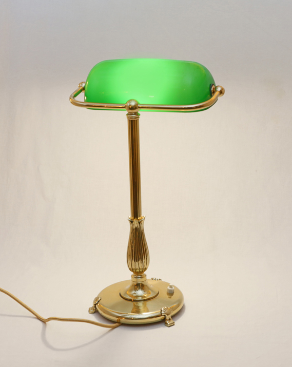 Jugendstil Kontorlampe Tischlampe Messinglampe Schreibtischlampe 