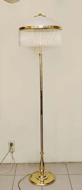 Jugendstil Bodenstehlampe Opalglasschirm Glasstaebe  Messinglampe