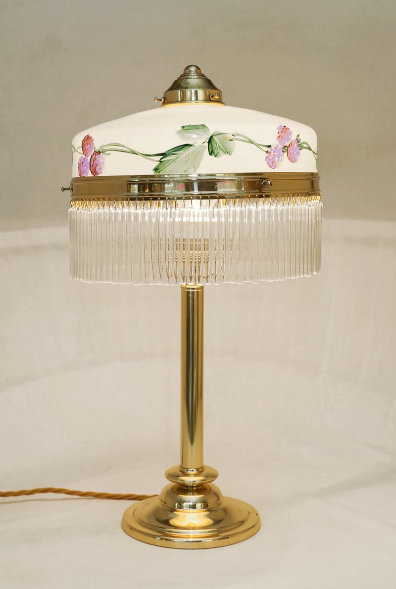 Jugendstil Tischlampe Stehlampe Messinglampe Glasstaebe
