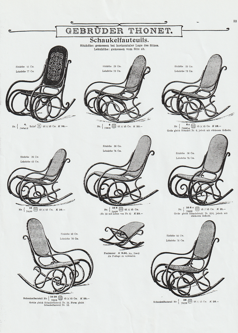 Jugendstil Schaukelstuhl Bugholz Thonet