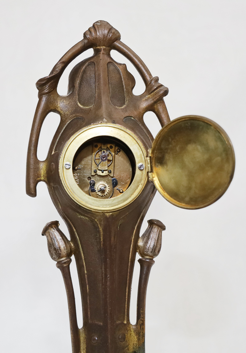 Jugendstil Figurenuhr Tischuhr Standuhr bronziert