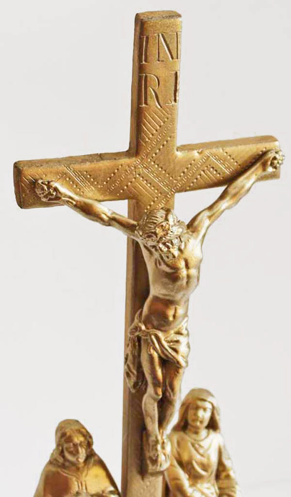 Hausaltar Christus Kreuz Glassturz INRI König Juden