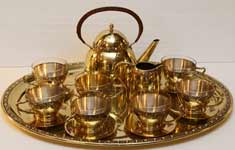 Jugendstil Tee Garnitur Service Set Messing