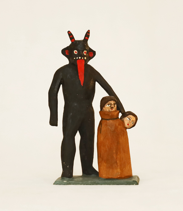 Krampus Teufel geschnitzte Holzfigur Grulich