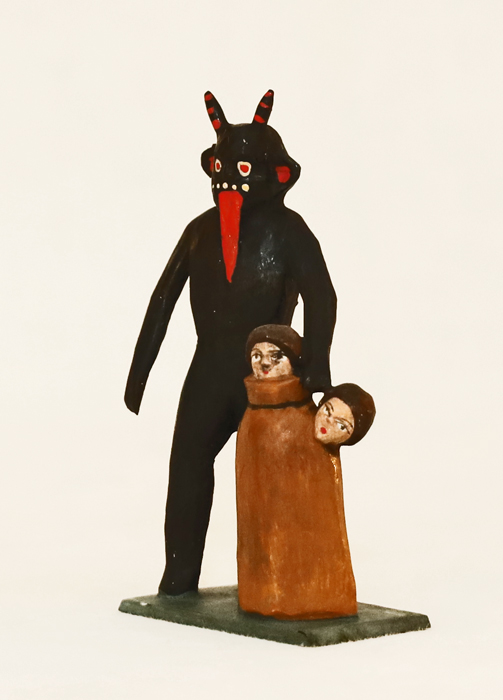 Krampus Teufel geschnitzte Holzfigur Grulich