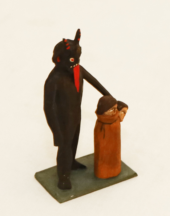 Krampus Teufel geschnitzte Holzfigur Grulich