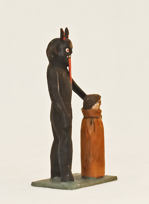 Krampus Teufel geschnitzte Holzfigur Grulich