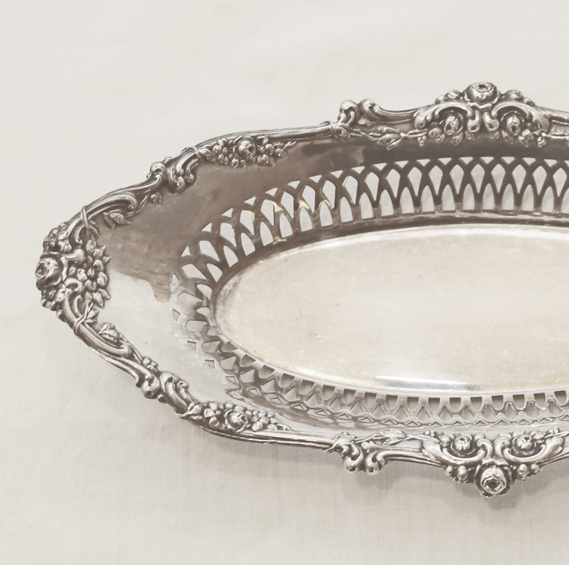 Jugendstil Schale Messing versilbert