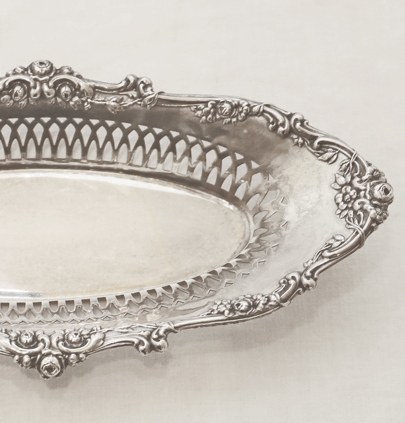 Jugendstil Schale Messing versilbert