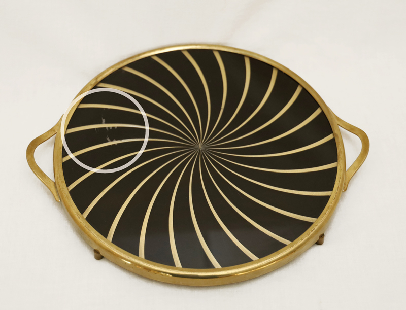 Cocktailtablett Tortentablett Messing Glas Frank Vintage