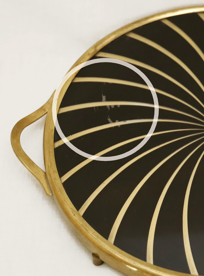 Cocktailtablett Tortentablett Messing Glas Frank Vintage