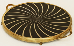 Cocktailtablett Tortentablett Messing Glas Frank Vintage