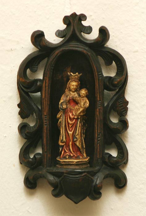 Sakrale Holzschnitzerei Madonna mit Kind
