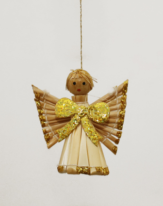 Christbaumbehhang Engel Stroh Holz