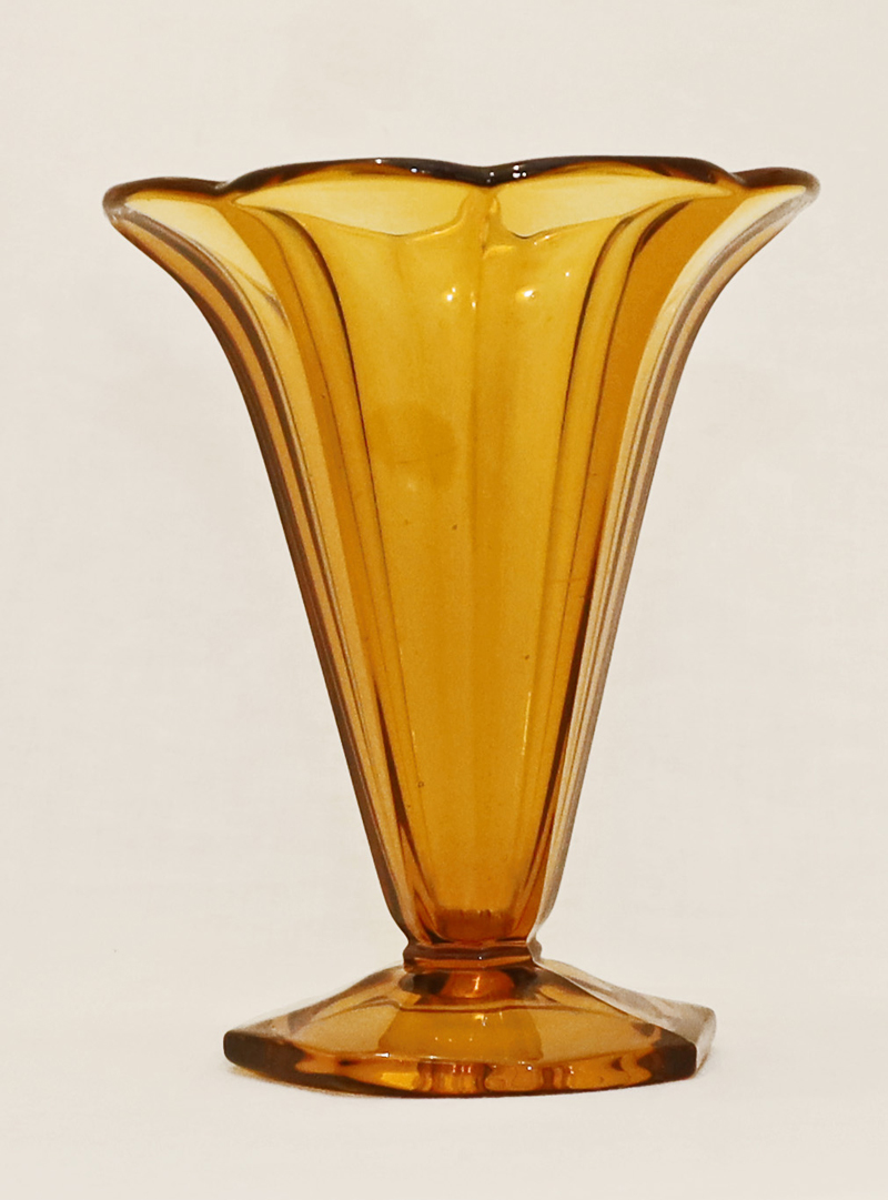 Bernsteinfarbige Art Deco Glasvase Blumenvase