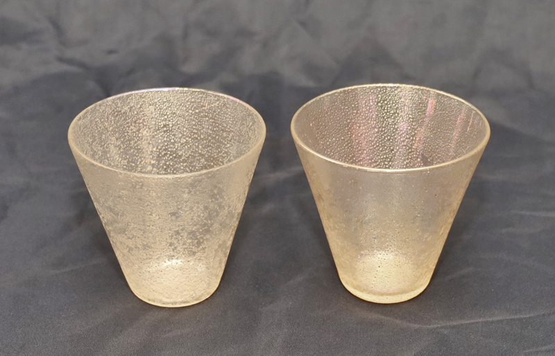 Paar Art Deco Glasvasen Goldflitter irisierend