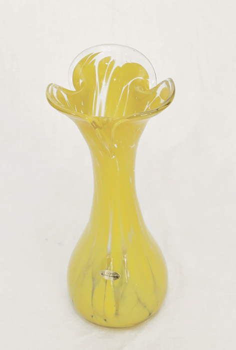 Glasvase Blumenvase Handarbeit gelb