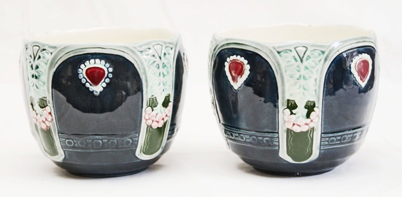 Paar Keramik Blumenuebertoepfe Jugendstil Cachepot