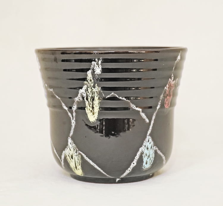 Vintage BlumenUebertopf Cachepot Carstens schwarz
