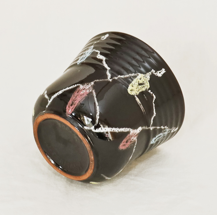 Vintage BlumenUebertopf Cachepot Carstens schwarz